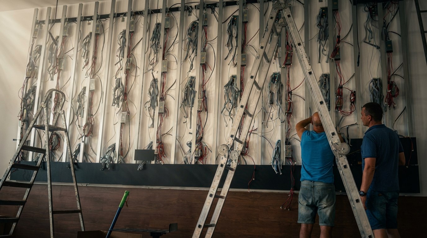 Монтаж конструкций LED-экрана внутри